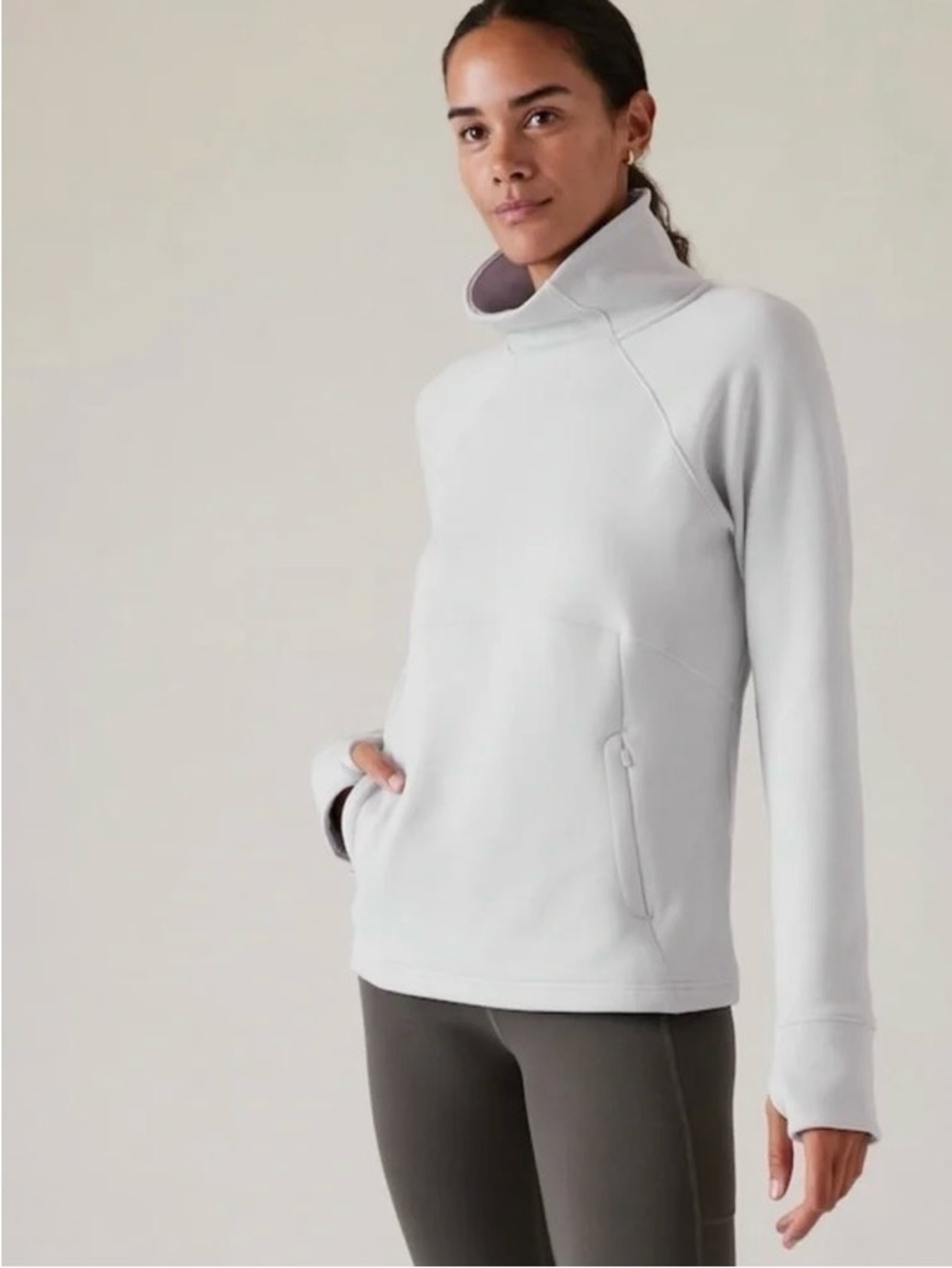 Athleta Altitude Polartec Funnel Neck Pullover in Stratus Gray 🔥 L